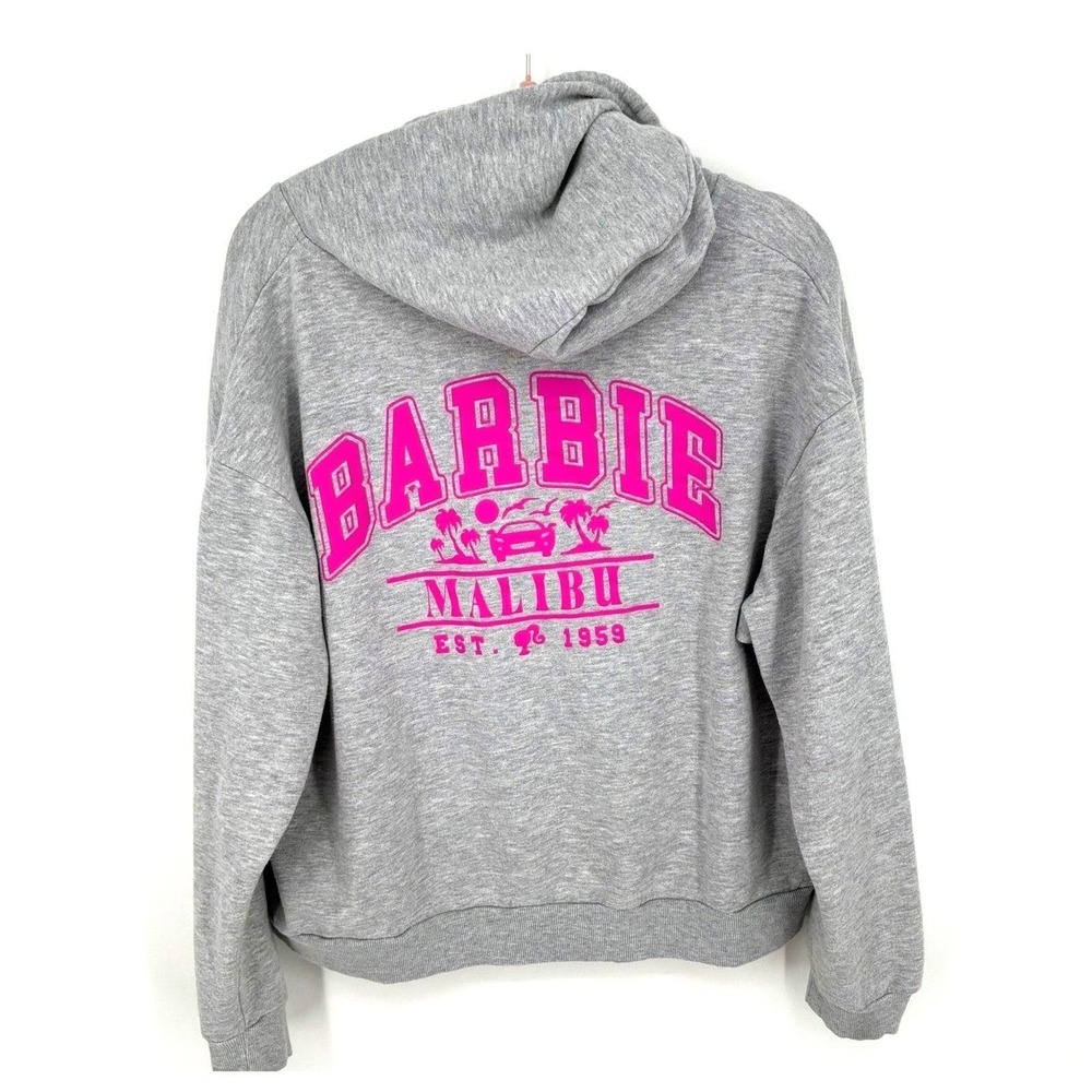 Barbie Malibu Limited Edition Zip Hoodie XXL Gray Pink Graphic Y2K
